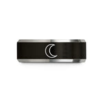 tungsten bands for him – black & grey tungsten waxing crescent wedding band