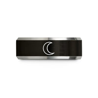 tungsten bands for him – black & grey tungsten waxing crescent wedding band