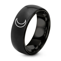 Brushed Tungsten Rings for Men – black tungsten waxing crescent ring