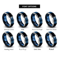 font options for inside engraving on blue & gray bryce canyon hoodoos rings
