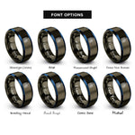 font options for inside engraving on gunmetal & blue bryce canyon hoodoos rings