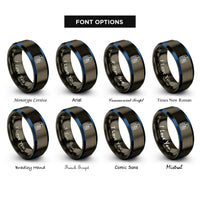 font options for inside engraving on gunmetal & blue bryce canyon hoodoos rings