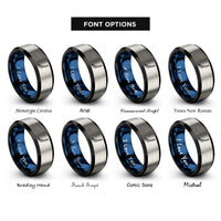 font options for inside engraving on black & blue & gray bubble trail rings
