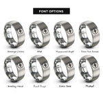 font options for inside engraving on silver bubble waveform rings
