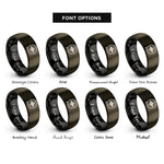 font options for inside engraving on gunmetal & black bubble waveform rings