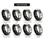 font options for inside engraving on black & silver bucket truck rings