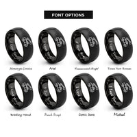 font options for inside engraving on black bucket truck rings
