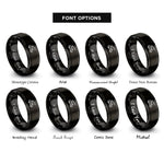 font options for inside engraving on black bucket truck rings
