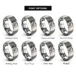 font options for inside engraving on silver bucket truck rings