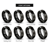 font options for inside engraving on black & silver bucking horse rings