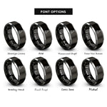 font options for inside engraving on black & gray buddha pose rings