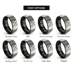 font options for inside engraving on black & grey buffalo skull circle rings