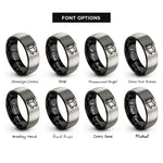 font options for inside engraving on black & gray buffer block rings