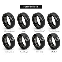 font options for inside engraving on black buffer block rings