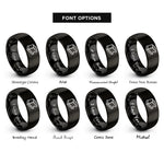 font options for inside engraving on black buffer block rings