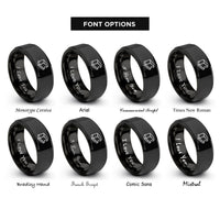 font options for inside engraving on black buffer block rings