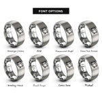 font options for inside engraving on gray buffer block rings