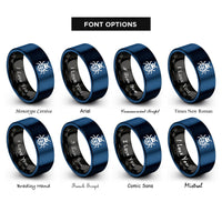 font options for inside engraving on black & blue bug rings