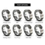 font options for inside engraving on grey bug rings