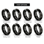 font options for inside engraving on black & grey bull longhorn skull rings