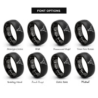 font options for inside engraving on black bull longhorn skull rings