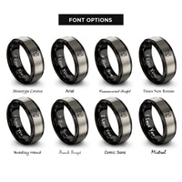font options for inside engraving on black & grey bull skull lasso rings