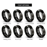 font options for inside engraving on black & gray bulldog rings