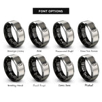 font options for inside engraving on black & silver bulldog rings