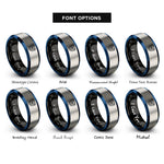 font options for inside engraving on black & blue & gray bulldog face shield rings