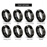 font options for inside engraving on black & grey bullet icon rings