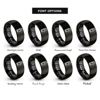font options for inside engraving on black bullet icon rings