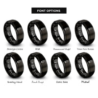 font options for inside engraving on black bullet icon rings