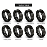 font options for inside engraving on black bullet icon rings