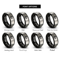 font options for inside engraving on black & gray bullet train shinkansen rings