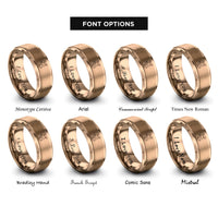 font options for inside engraving on rose gold bunny carrot rings