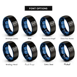 font options for inside engraving on black & blue bunny chick rings