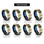 font options for inside engraving on gold & blue & grey bunny chick rings