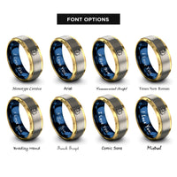 font options for inside engraving on gold & blue & grey bunny chick rings