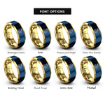 font options for inside engraving on gold & blue bunny chick rings