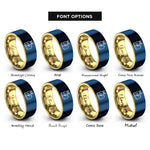 font options for inside engraving on gold & blue bunny chick rings