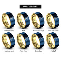 font options for inside engraving on gold & blue bunny chick rings