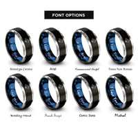 font options for inside engraving on black & blue & silver bunny hop rings