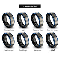 font options for inside engraving on black & blue & silver bunny hop rings