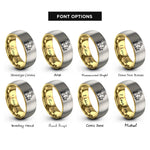 font options for inside engraving on gold & gray bunny meadow rings