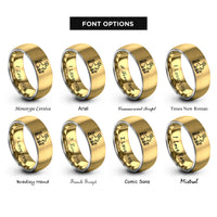font options for inside engraving on gold & grey bunny meadow rings