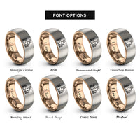 font options for inside engraving on rose gold & silver bunny meadow rings