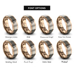 font options for inside engraving on rose gold bunny meadow rings