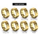 font options for inside engraving on gold bunny paw prints rings