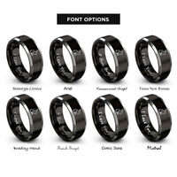 font options for inside engraving on black & grey bunny sitting rings