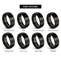 font options for inside engraving on black bunny sitting rings